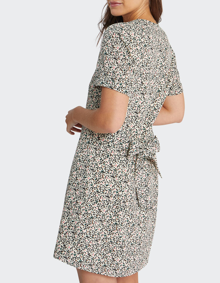 I.Code off-white leaf print dress-2