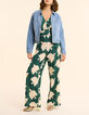 Combinaison-pantalon verte imprim&eacute; maxi oiseaux I.Code-5