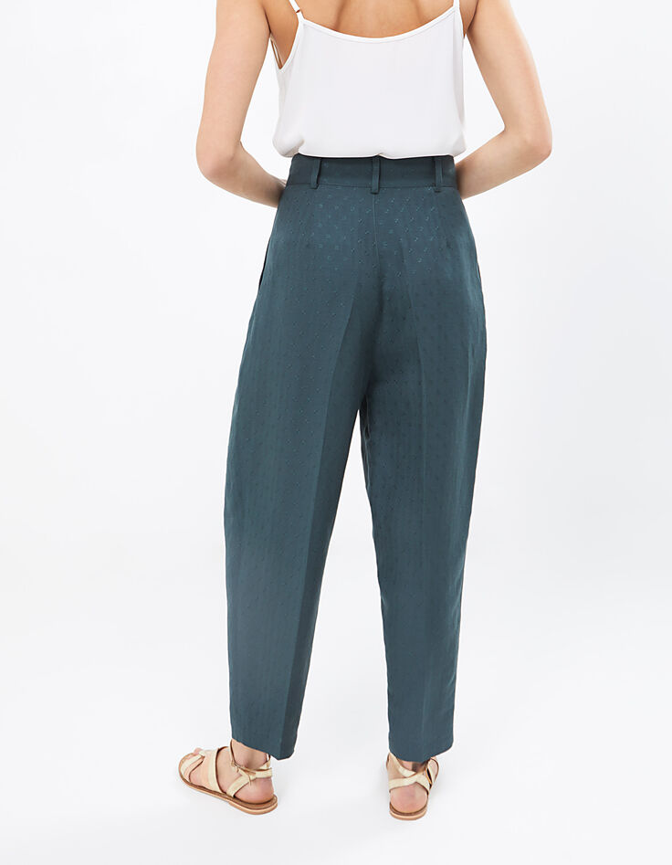 Wijde graniet broek jacquard vierkantjes I.Code-3