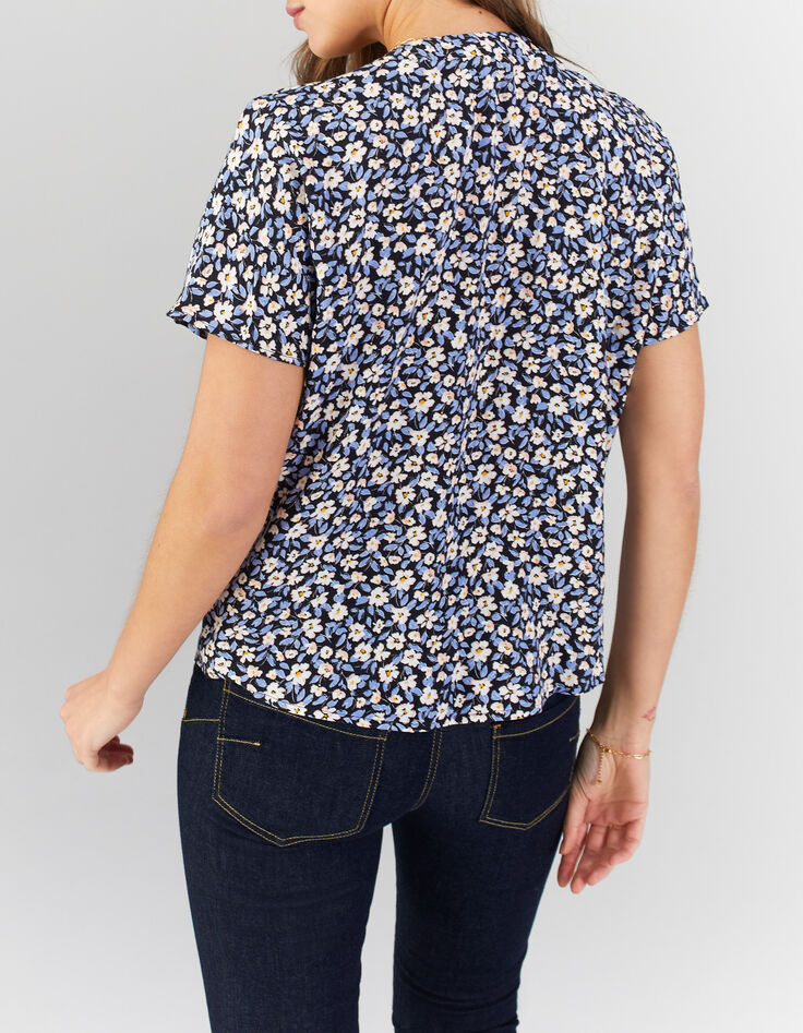 Kobalt top print minibloemetjes I.Code-3