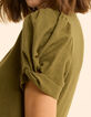 Vestido midi caqui abotonado en mezcla de lino I.Code-4