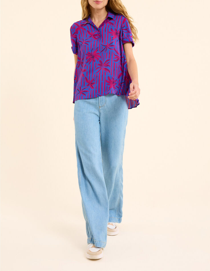 Top indigo imprim&eacute; palmiers I.Code-5