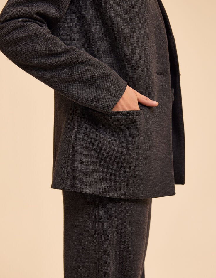 Veste de tailleur grise maille faux-uni I.Code-5 Veste de tailleur grise maille faux-uni I.Code-5