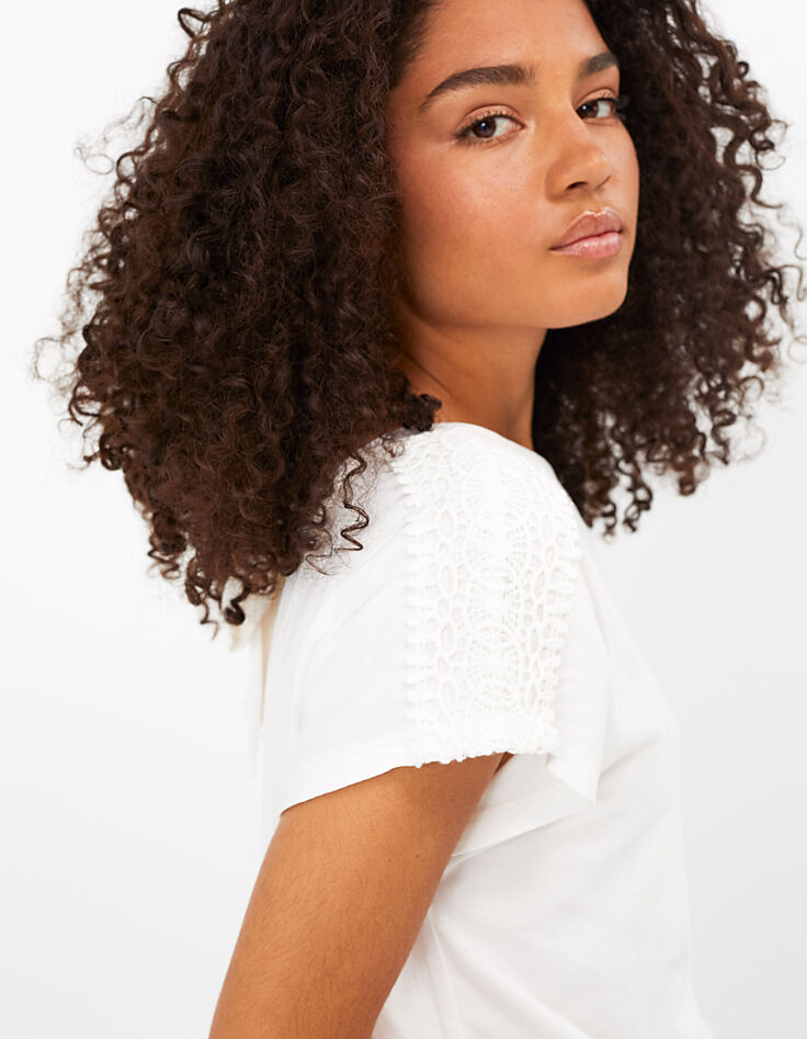Tee-shirt blanc cassé Girl Positive avec cœur I.Code-5 Tee-shirt blanc cassé Girl Positive avec cœur I.Code-5