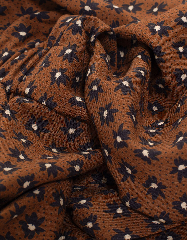 I.Code camel dress with black flower print-9 I.Code camel dress with black flower print-9