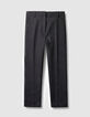Marineblaue 7/8-Hose aus Leinen-Baumwoll-Mischgewebe f&uuml;r Damen-1