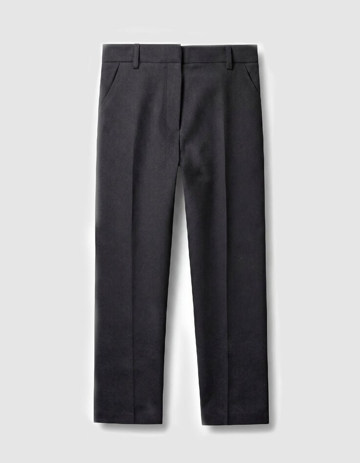 Marineblaue 7/8-Hose aus Leinen-Baumwoll-Mischgewebe f&uuml;r Damen-1