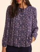 Blouse marine imprim&eacute; floral rock I.Code-1