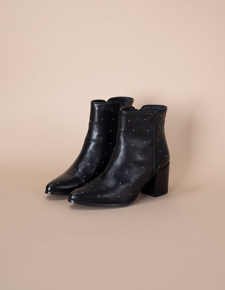 Boots noirs cuir lisse clouté I.Code-2