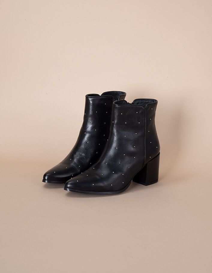 I.Code black studded smooth leather boots - I.CODE
