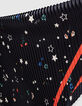 I.Code black star flower print pleated scarf-3