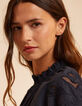 Blusa azul marino bordados mangas I.Code-4