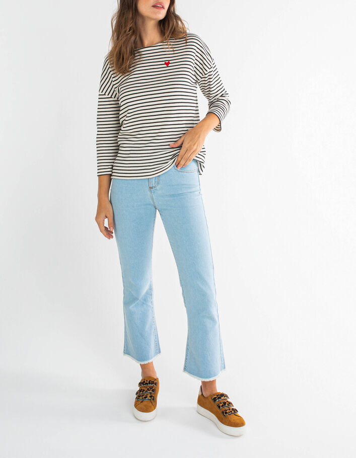 Blauwe flare cropped jeans franjes aan de pijpen I.Code - I.CODE