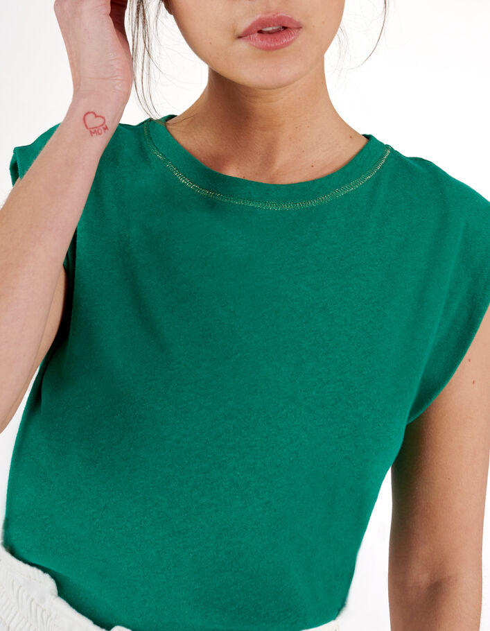 Tee-shirt vert à col rond couture dorée I.Code - I.CODE