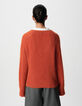 Oranger V-Ausschnitt Pullover Damen Alpaka-Mix-4