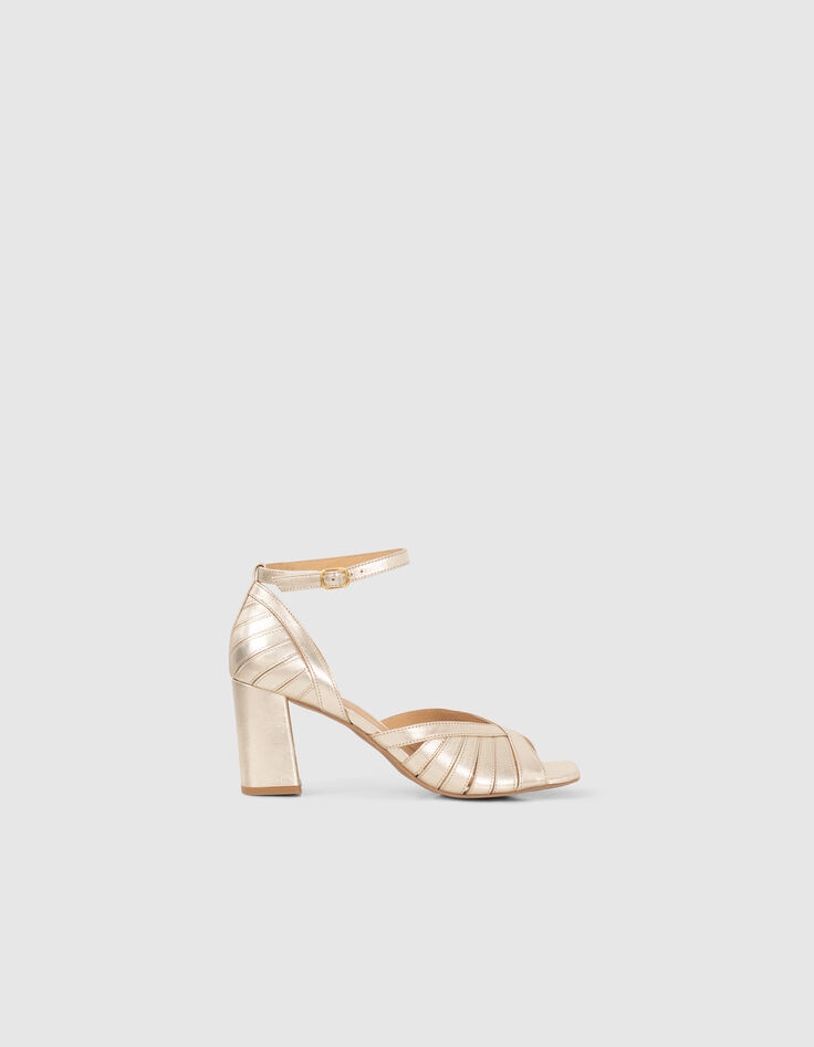 Sandales dorées en cuir à talon I.Code-3