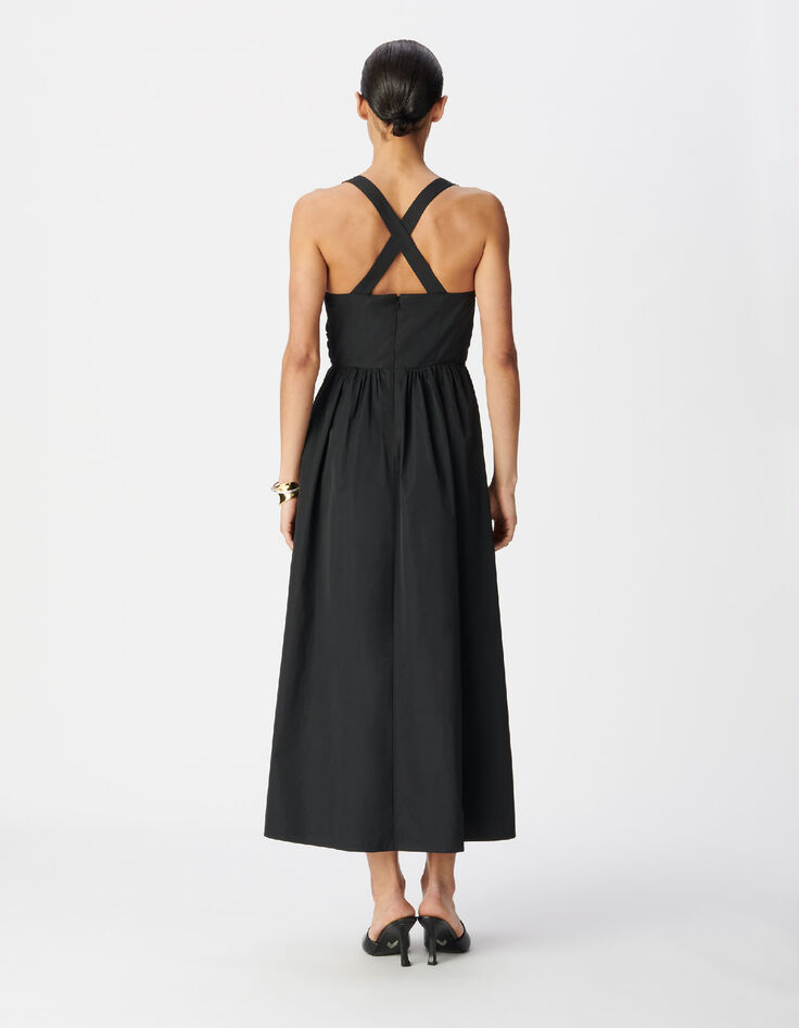 Damesjurk chique zwarte tafzijde strapless-3