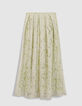 Falda floral de rayas verdes para mujer-8