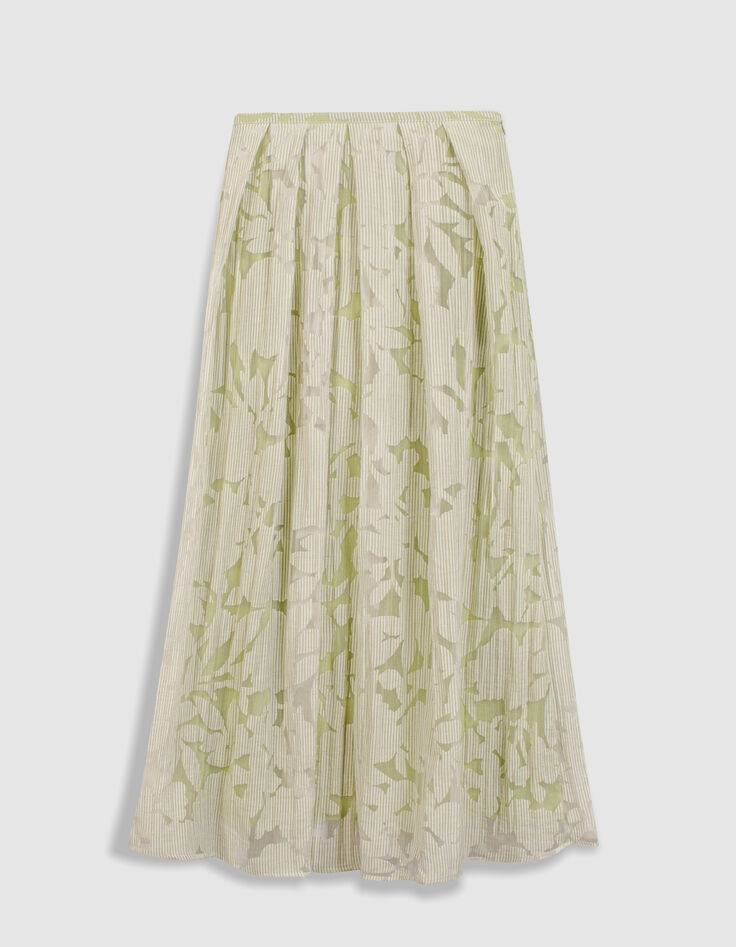 Falda floral de rayas verdes para mujer-8
