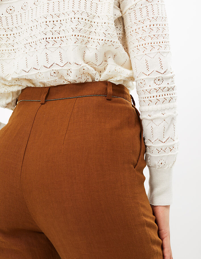 I.Code camel linen carrot trousers - I.CODE