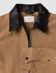 Beiger Velourslederjacke schwarzer Kragen-6
