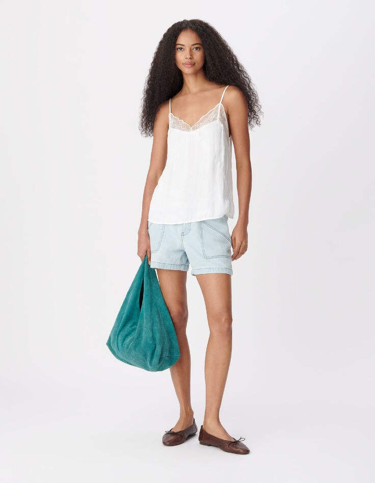 Hobo Tasche gr&uuml;n weiches Samt Leder Damen-6