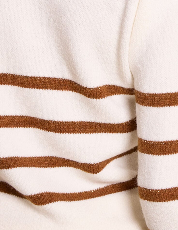 Pull &eacute;cru tricot ray&eacute; camel I.Code-7