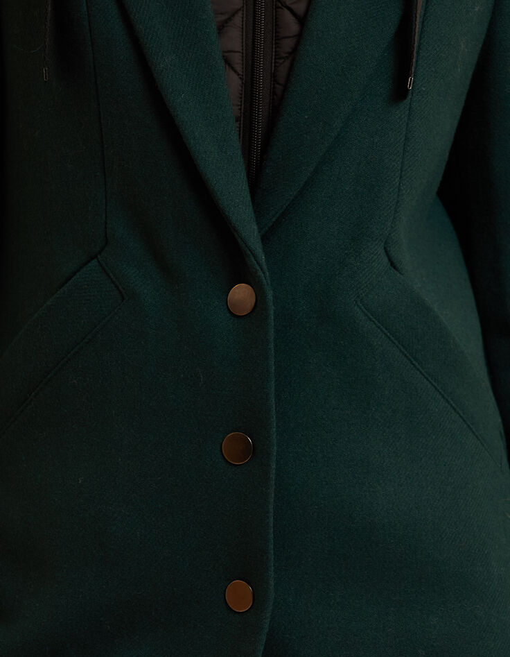 Manteau vert parementure doudoune amovible I.Code-7 Manteau vert parementure doudoune amovible I.Code-7