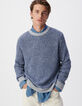 Blauer Strickpullover f&uuml;r Herren-5
