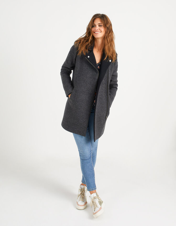 Manteau gris anthracite et noir esprit motard I.Code-6