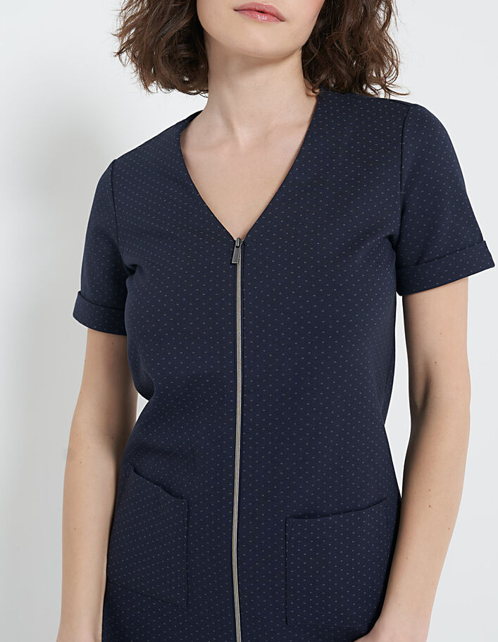 Marineblaues Kleid aus Minimalismus-Jacquard-Strick I.Code - I.CODE