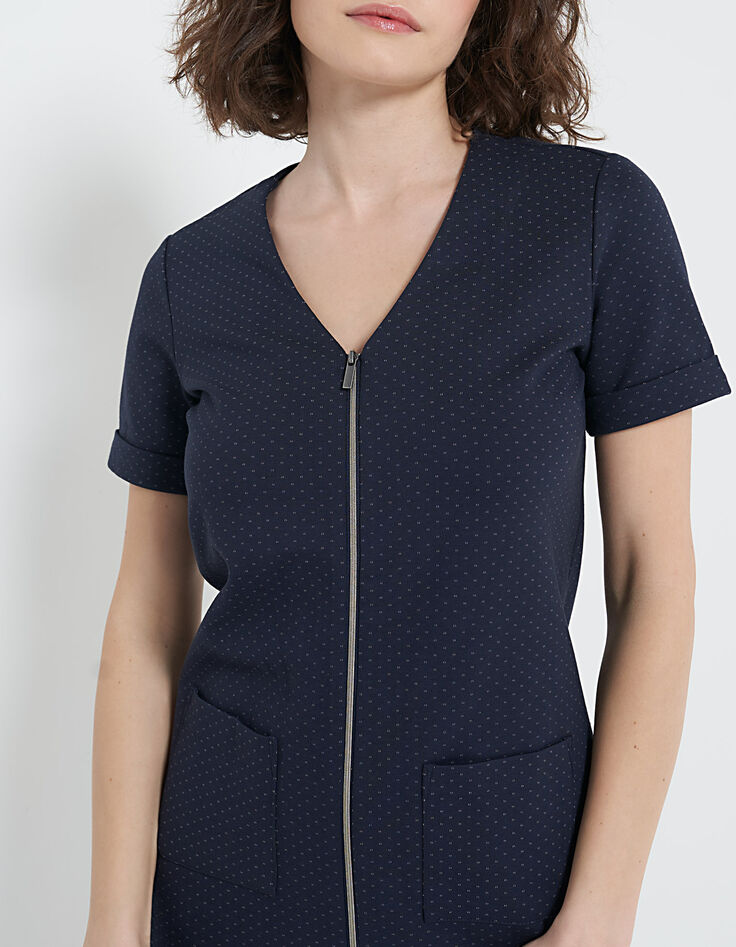 Marineblaues Kleid aus Minimalismus-Jacquard-Strick I.Code-3 Marineblaues Kleid aus Minimalismus-Jacquard-Strick I.Code-3