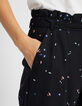 Schwarze Paperbag-Hose mit dezentem Fleckenmuster I.Code-2