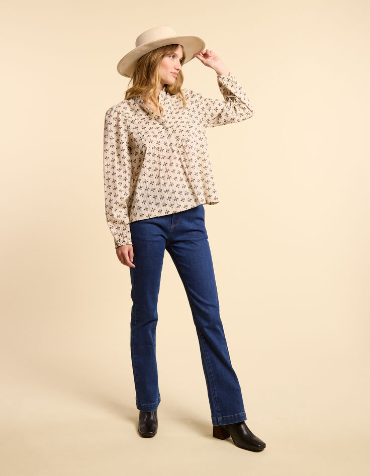 Blouse blanc cassé imprimé pétales noirs I.Code-7