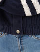 Navy blue gebreid vest met gestreepte mouwen I.Code-4