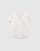 Top blanc cassé jacquard à motif rayures I.Code-5