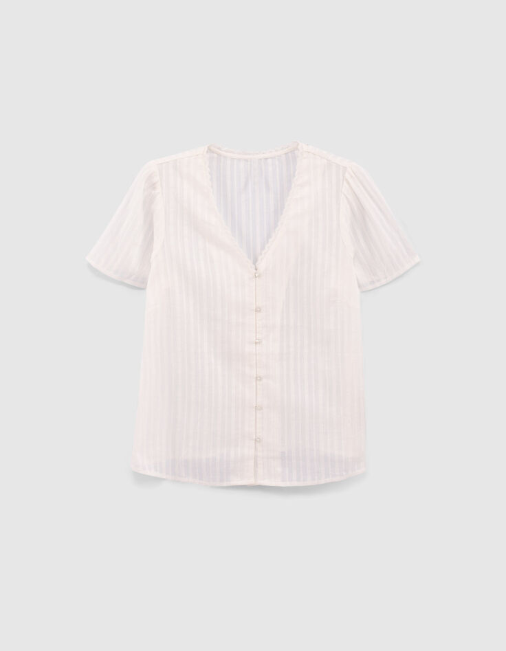 Top blanc cassé jacquard à motif rayures I.Code-5