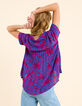 Indigo palm tree print top I.Code-4