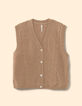Ecru mouwloos vest details kabelbreiwerk I.Code-6