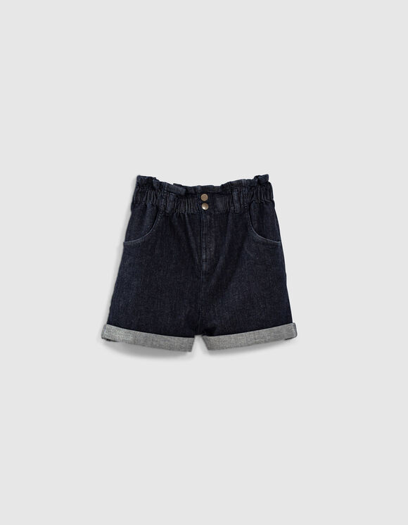 Shorts jean azul marino cintura alta elástica I.Code