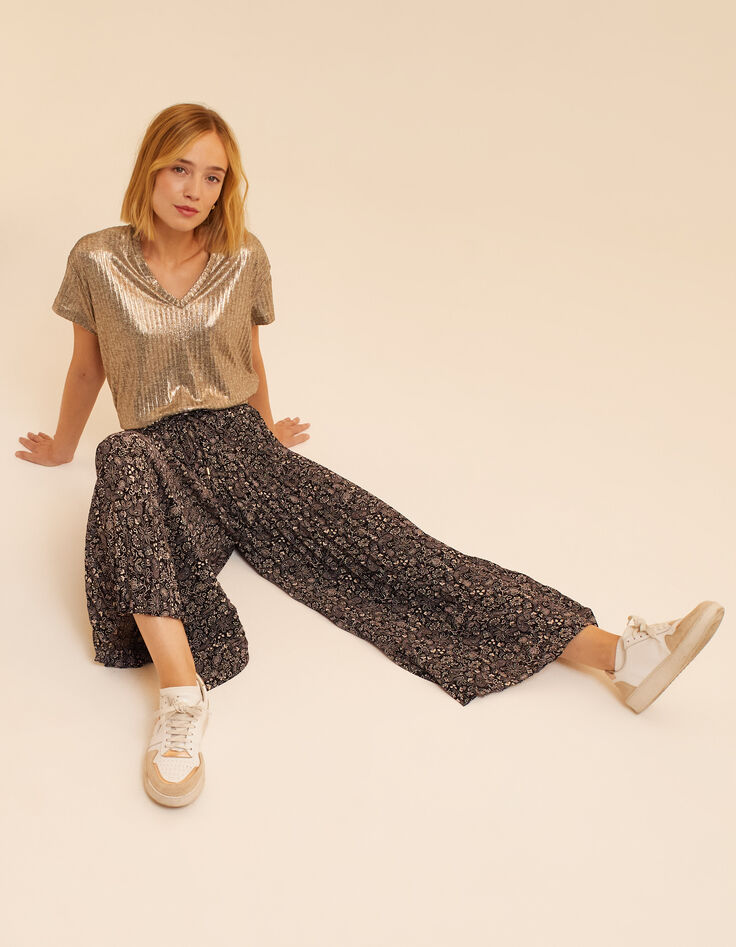I.Code black paisley print pleated trousers-8 I.Code black paisley print pleated trousers-8