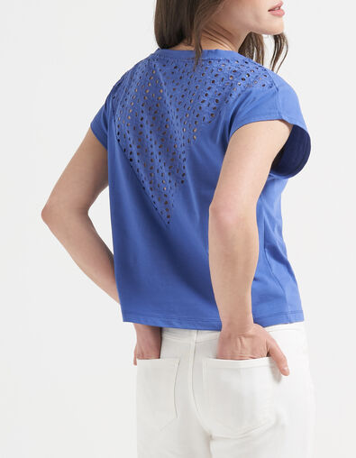 I.Code flash blue embroidered T-shirt with lace back - I.CODE