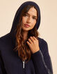 Marineblaue Kapuzenjacke Zip und Rippstrick I.Code-2
