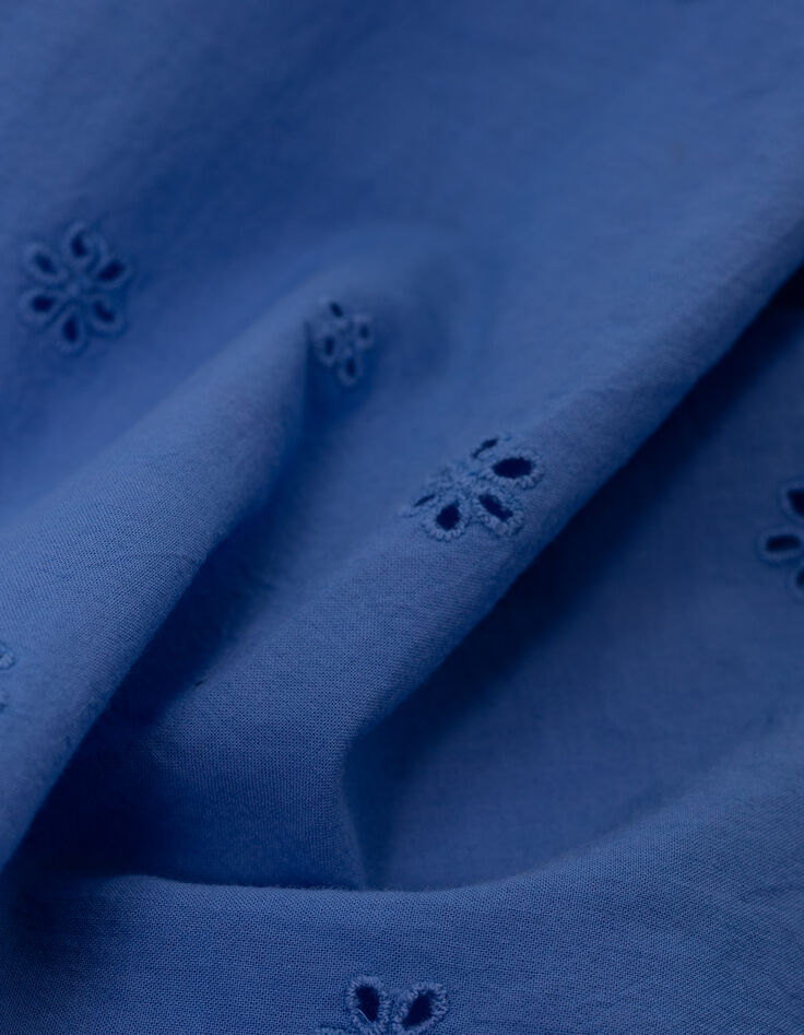 Blaues Hemd mit englischer Stickerei I.Code genähter Kragen-7