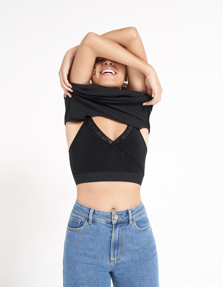 I.Code black Free Boobs top with integrated bra-5