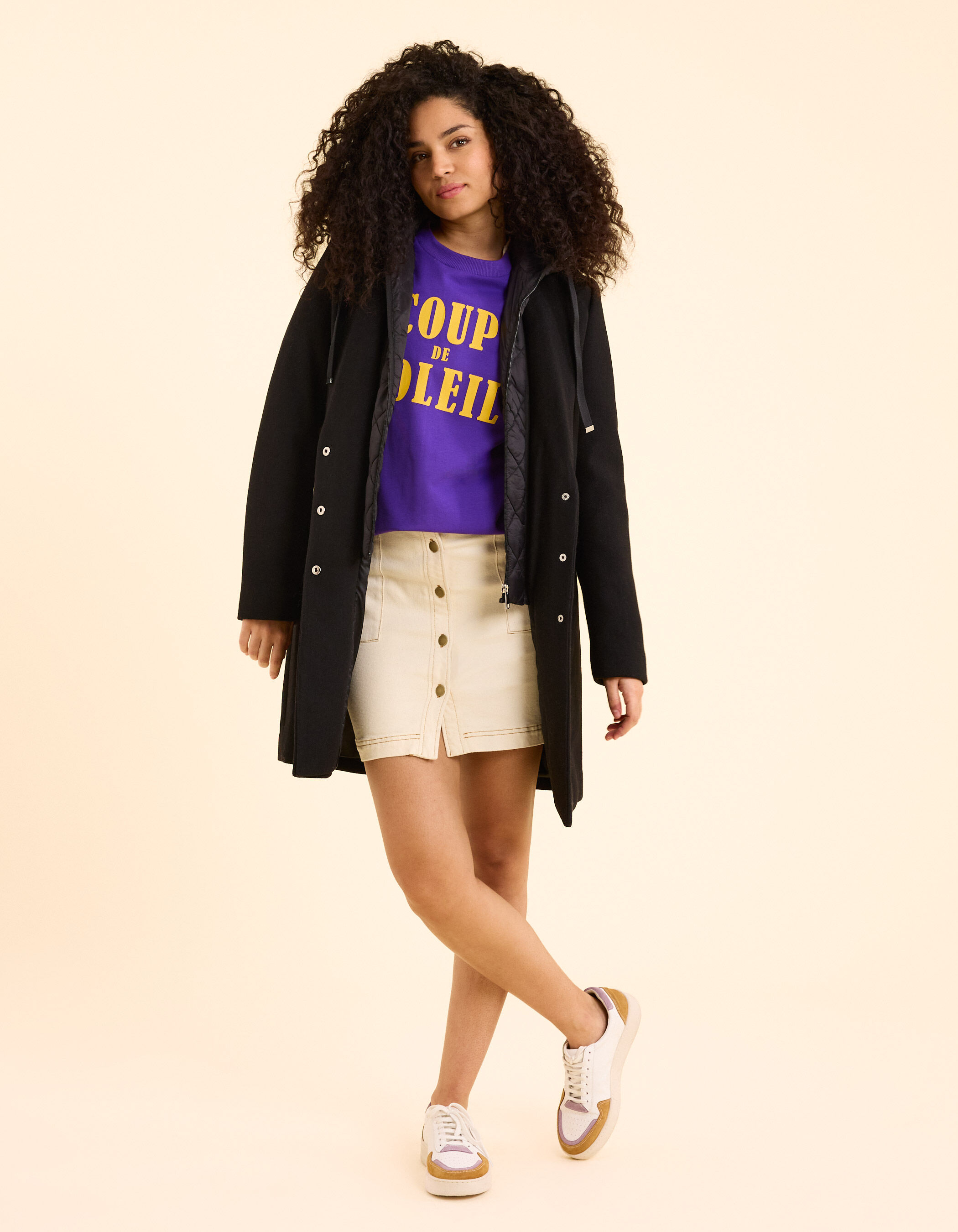 Manteau noir avec parmenture amovible I.Code