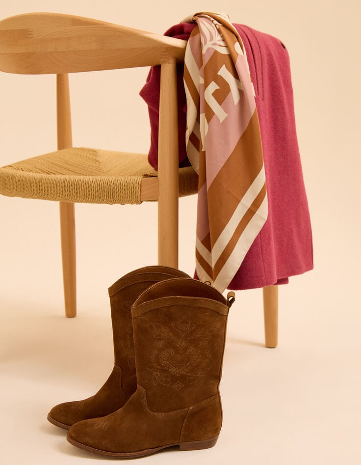 I.Code camel suede cowboy boots-3 I.Code camel suede cowboy boots-3