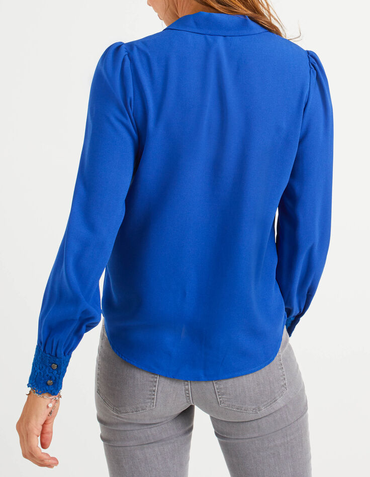 Camisa azul eléctrico con puños bordados I.Code-3