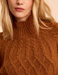 I.Code camel cable knit sweater-4