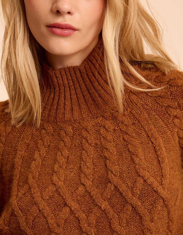 I.Code camel cable knit sweater-4